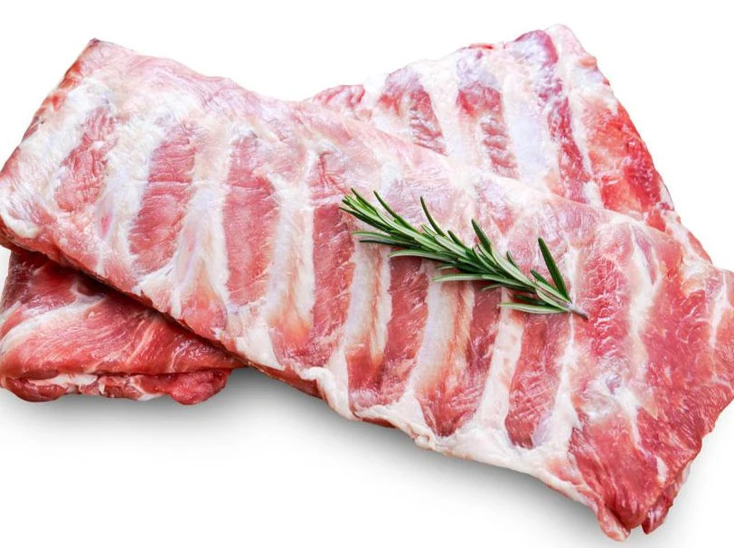Rack of Uncooked Duroc Babyback Ribs